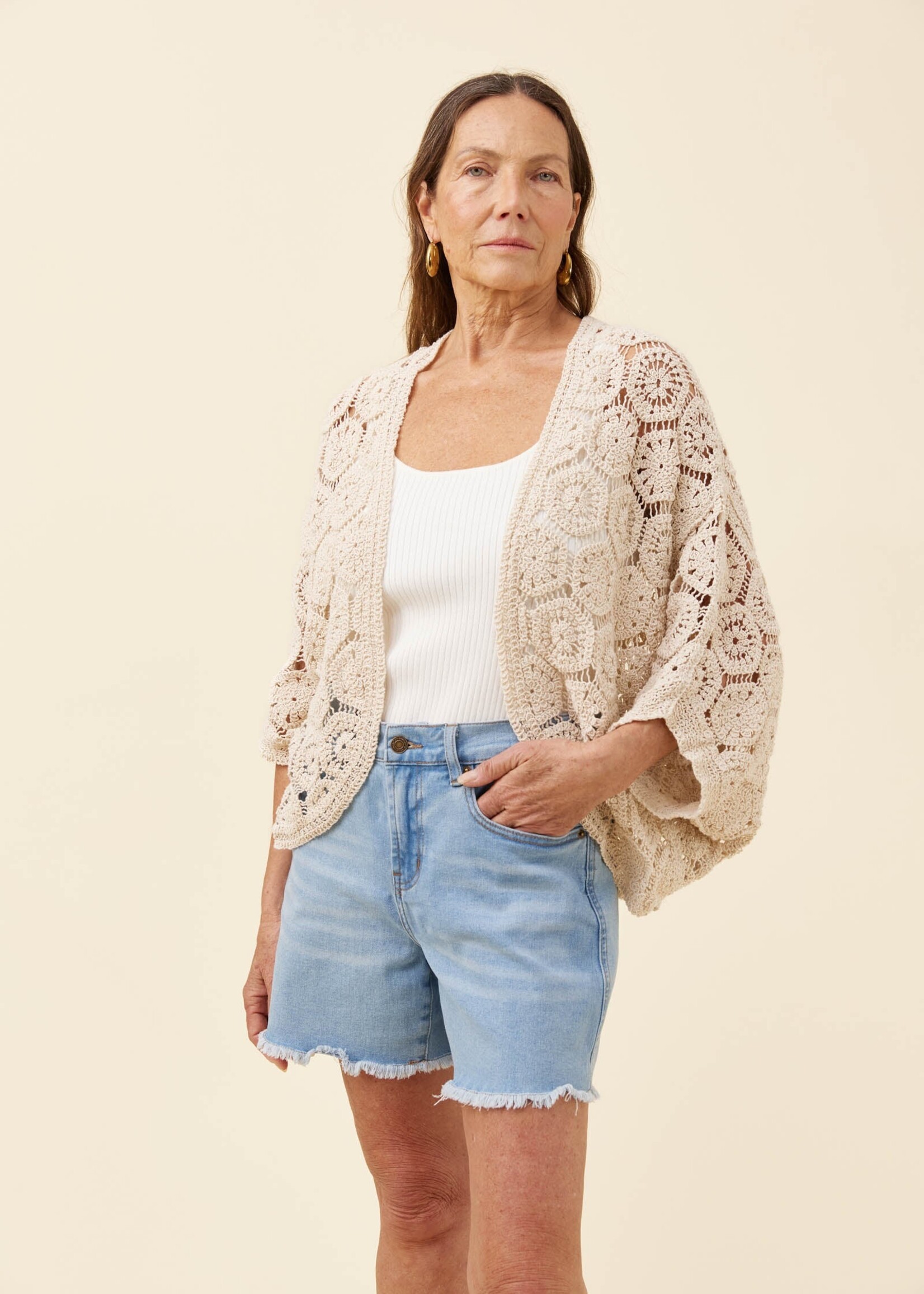 Isle of Mine Maggie Crochet Cape - Canvas