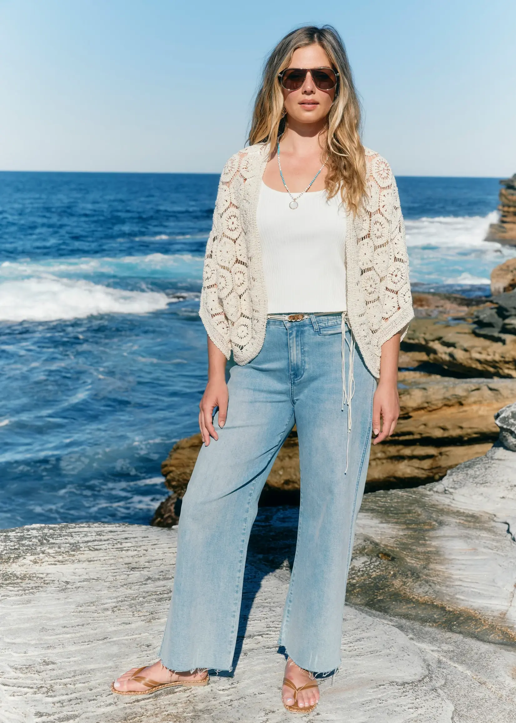 Isle of Mine Maggie Crochet Cape - Canvas