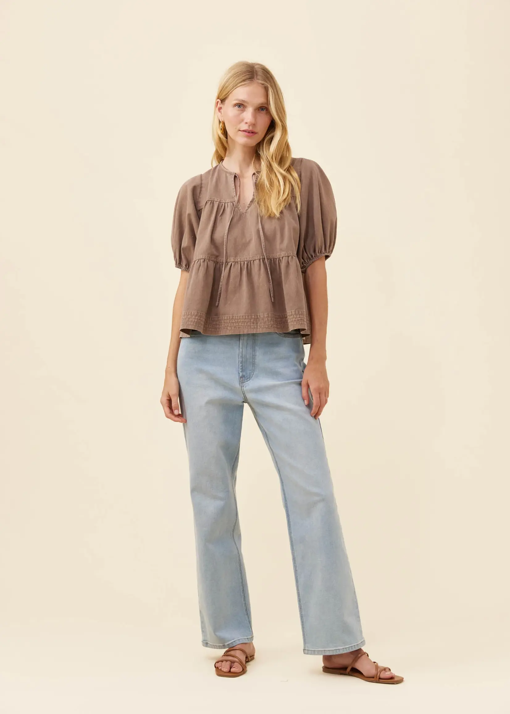 Isle of Mine Preston Tie Top - Taupe
