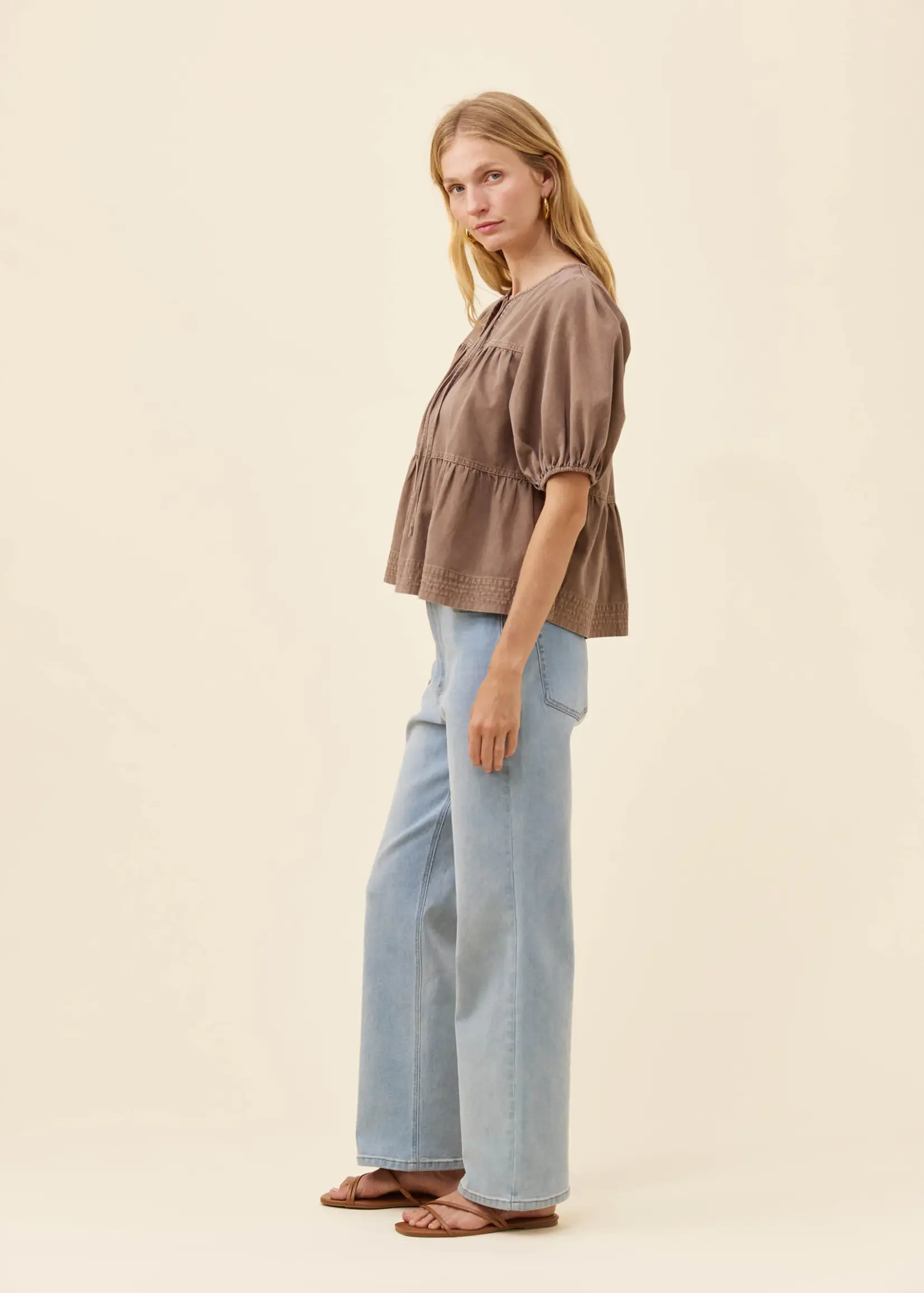 Isle of Mine Preston Tie Top - Taupe