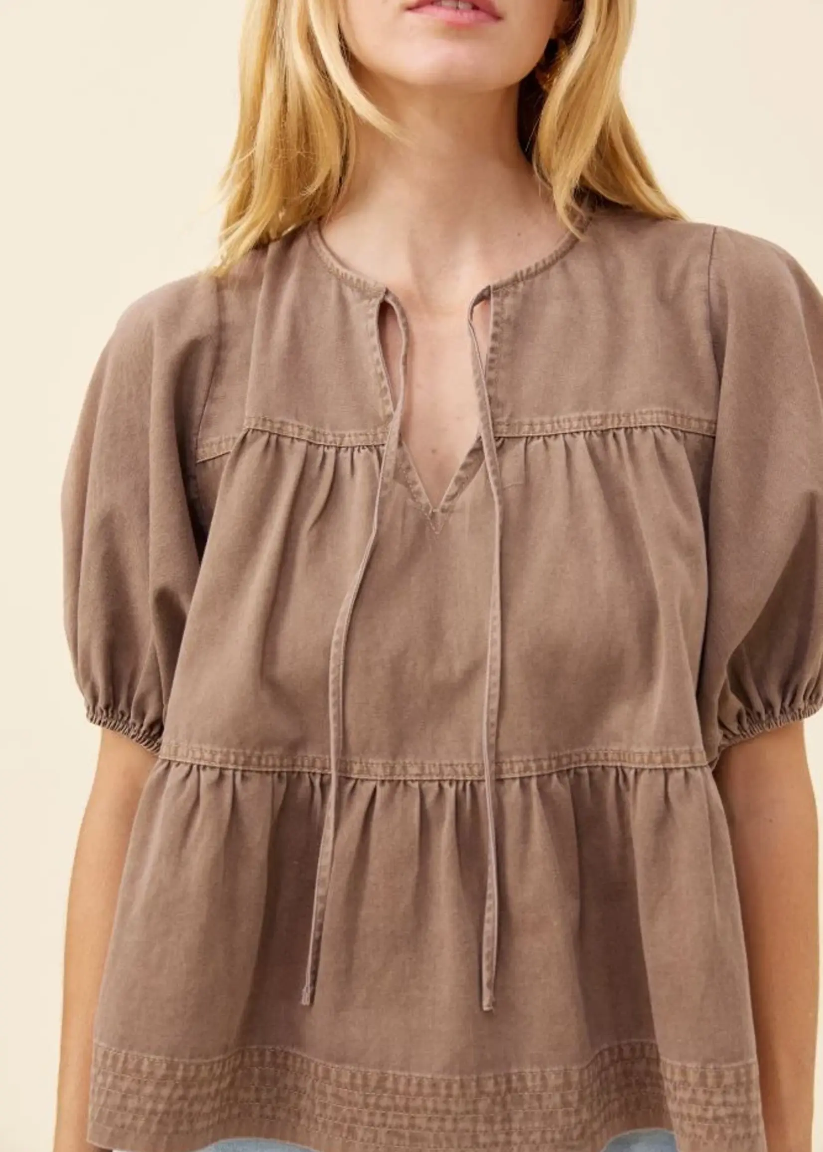 Isle of Mine Preston Tie Top - Taupe