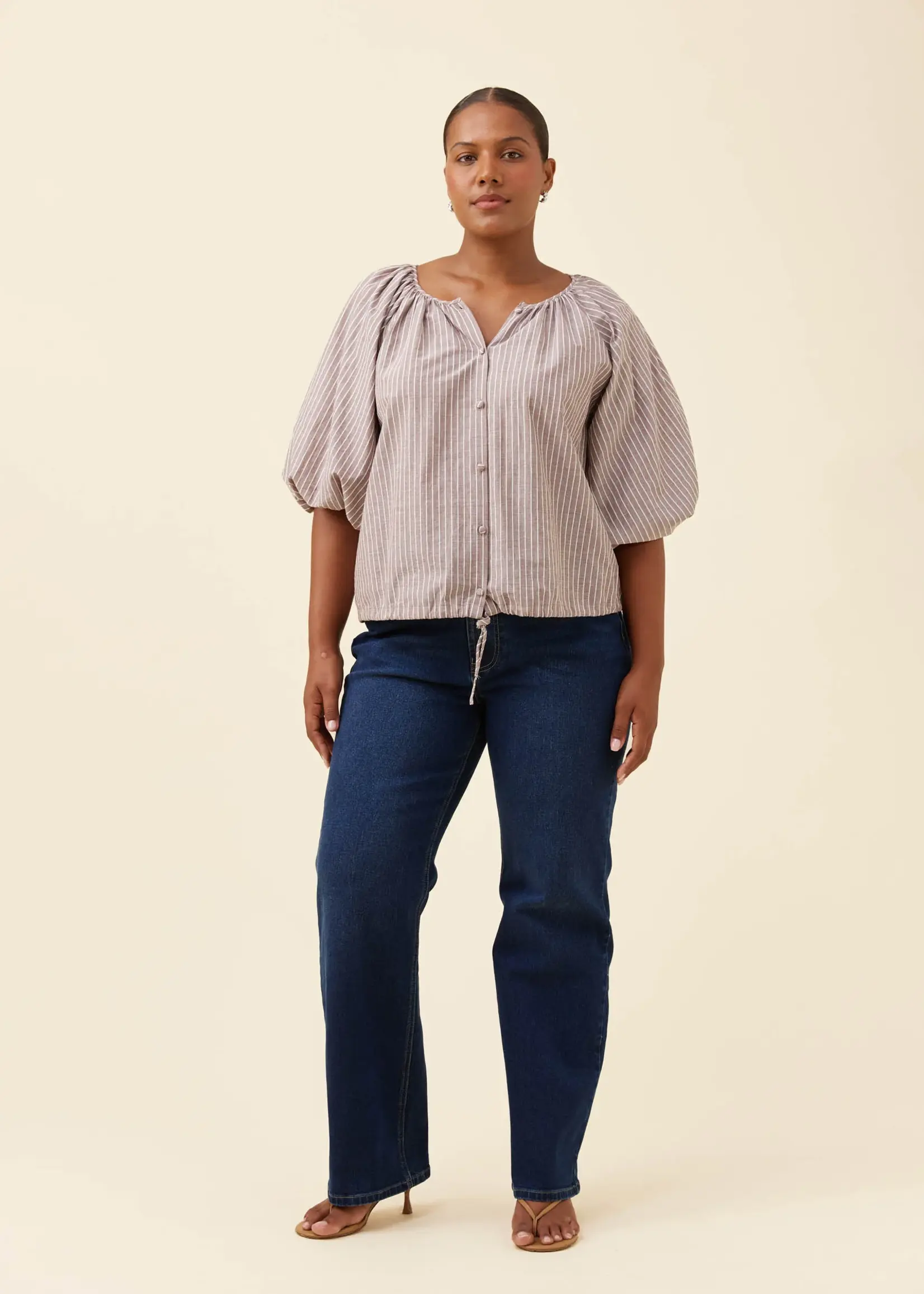 Isle of Mine Lyndell Drawstring Top - Taupe