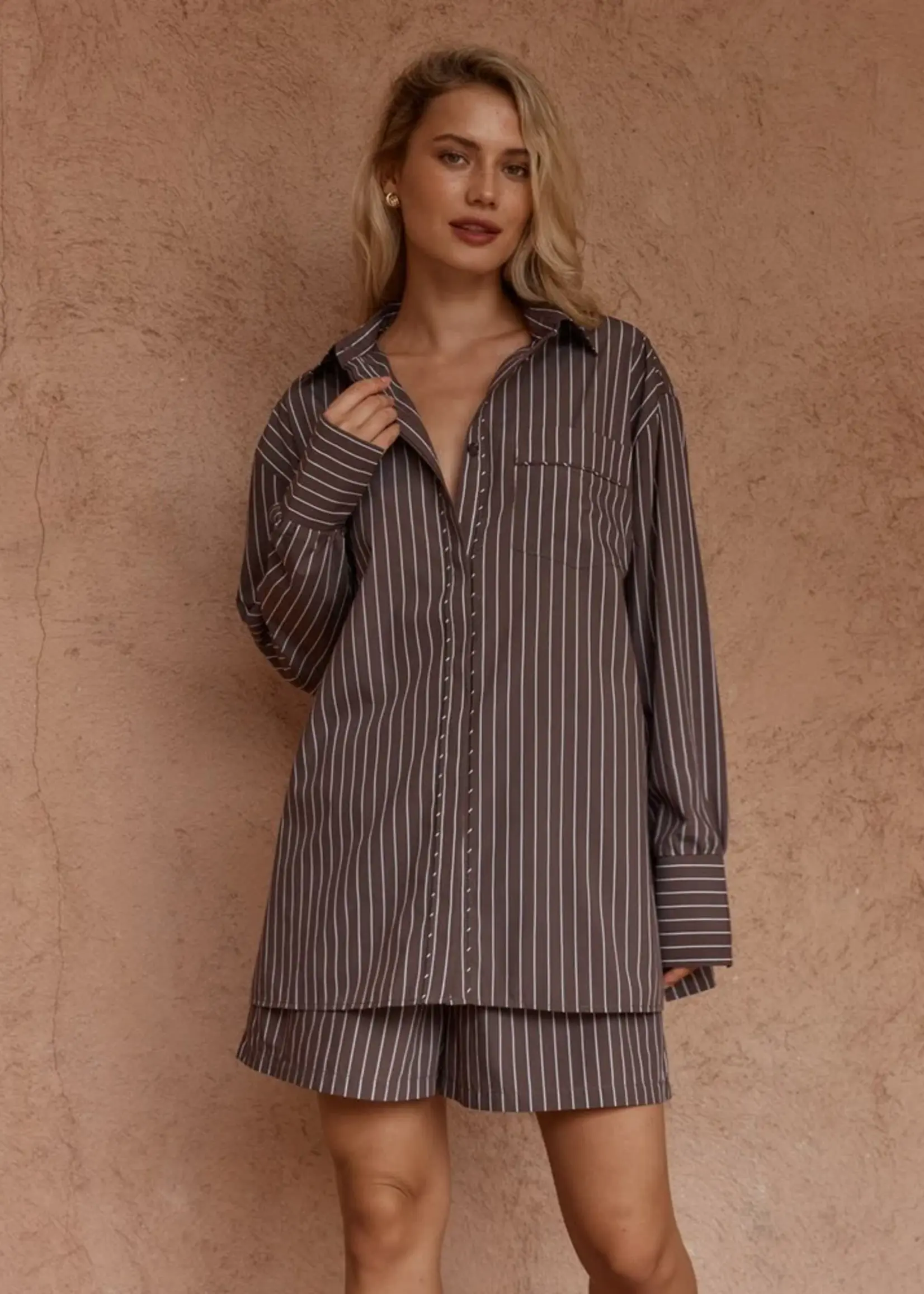 Sass Marty Piped Stripe Shirt