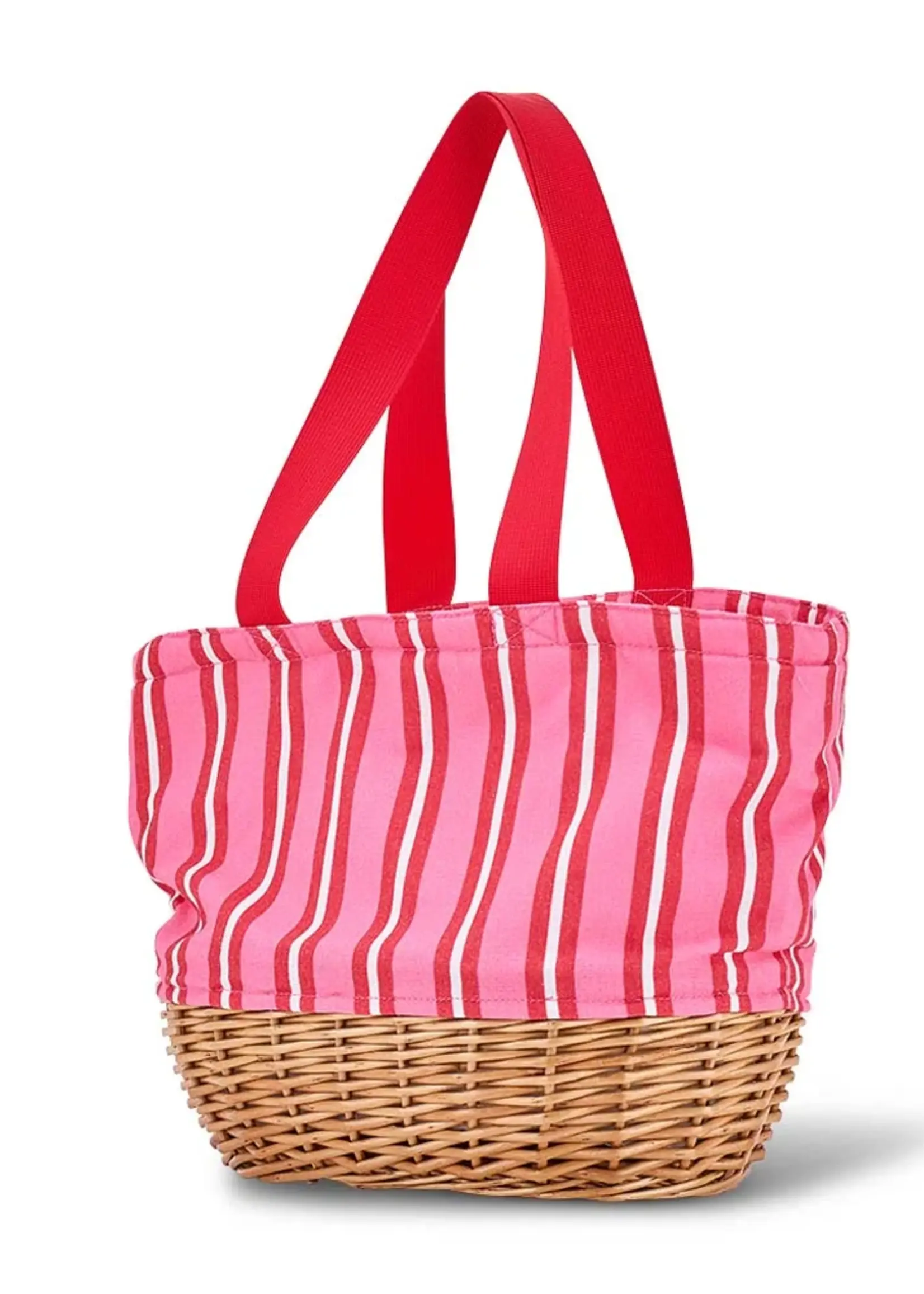 Annabel Trends Picnic Wicker Lunch Bag - Red amd White