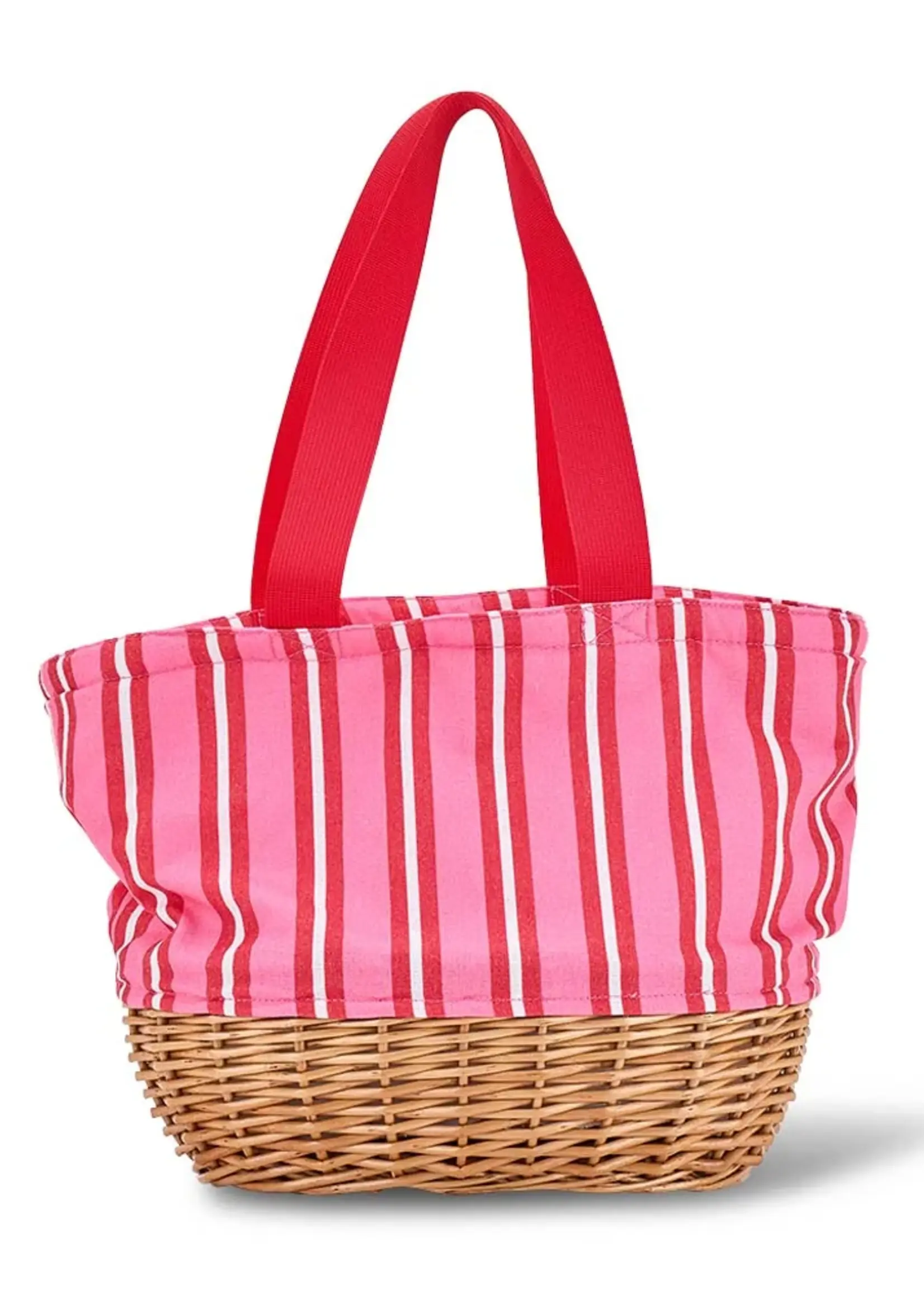 Annabel Trends Picnic Wicker Lunch Bag - Red amd White