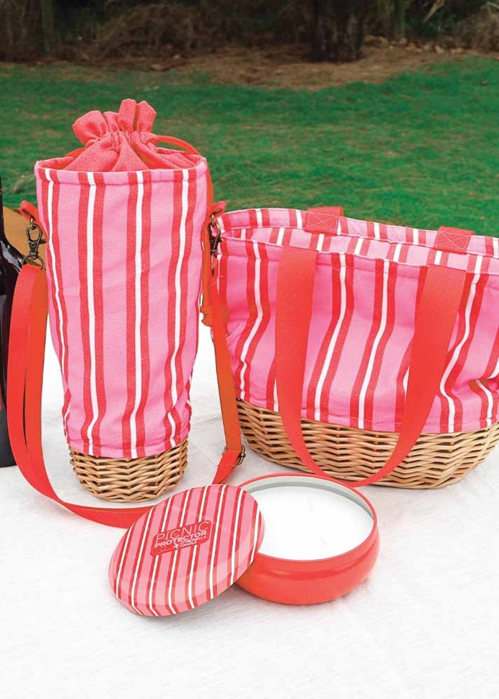 Annabel Trends Picnic Wicker Lunch Bag - Red amd White