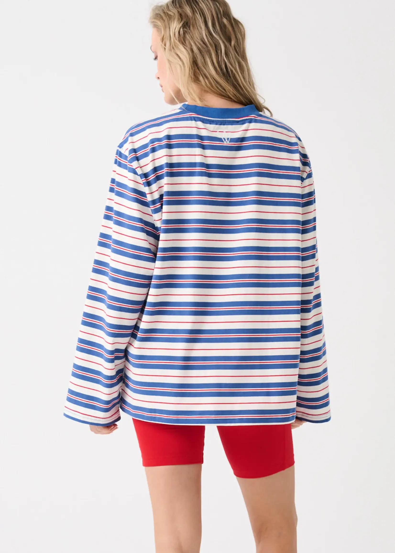 cartel and willow Carter Long Sleeve Red/Slate Stripe