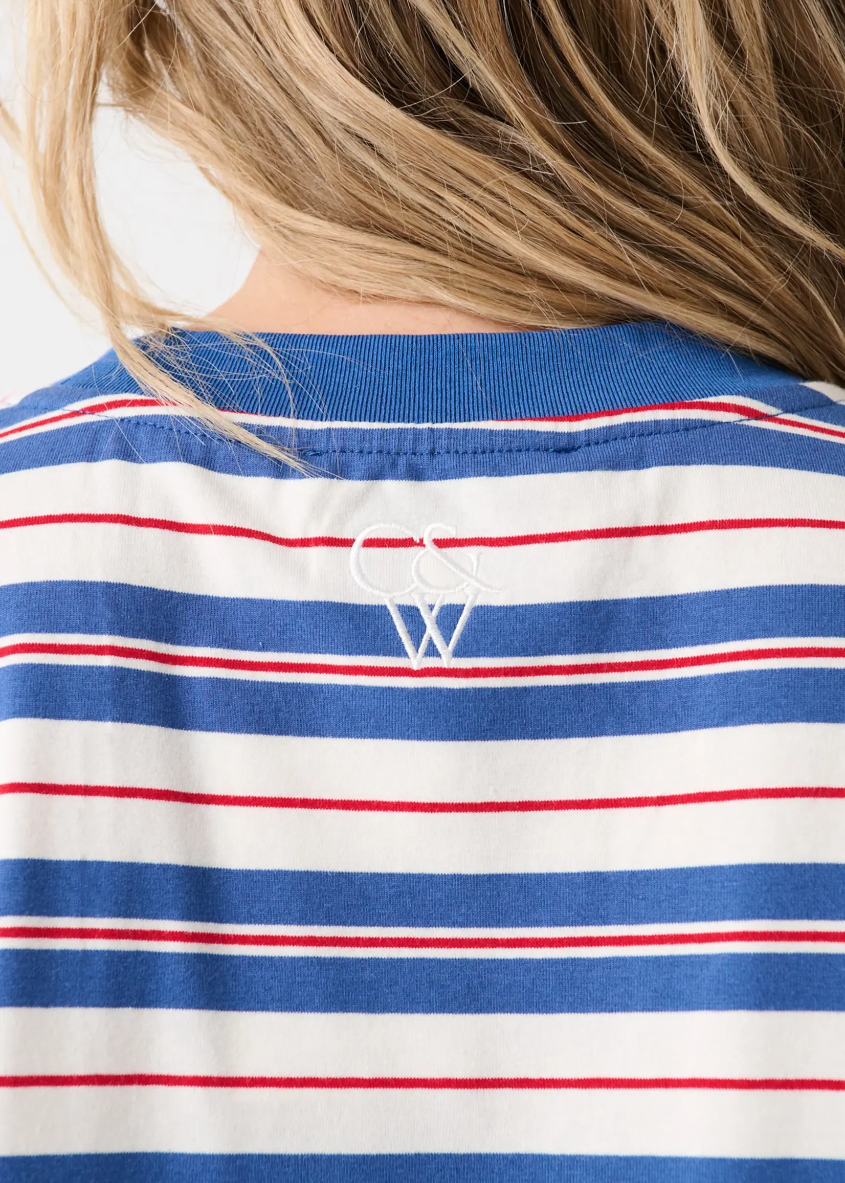 cartel and willow Carter Long Sleeve Red/Slate Stripe