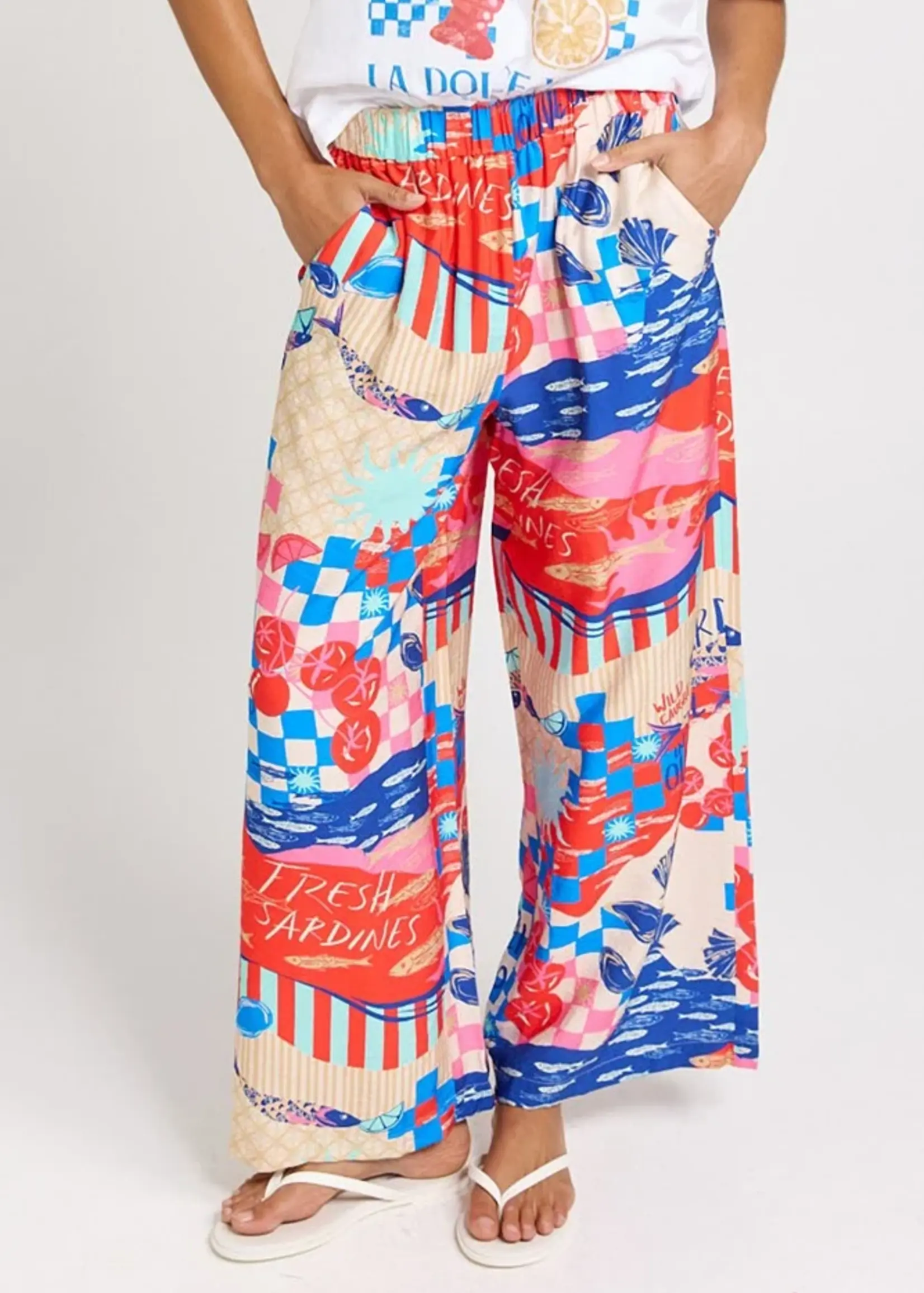 Betty Basic Sable Wide Leg Pant - Mediterranean Print Red