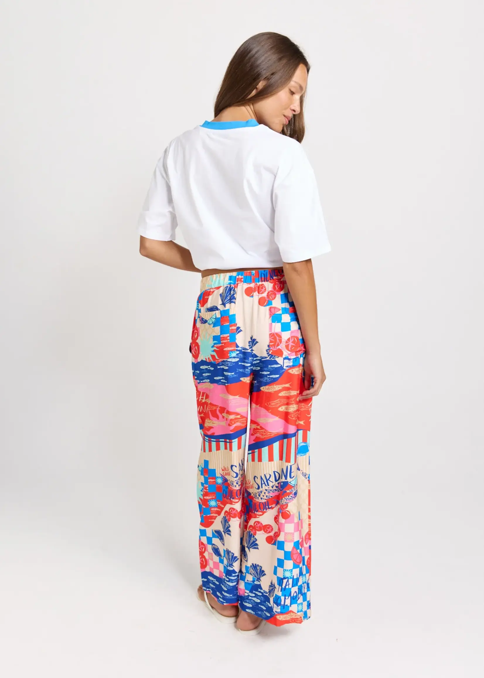 Betty Basic Sable Wide Leg Pant - Mediterranean Print Red