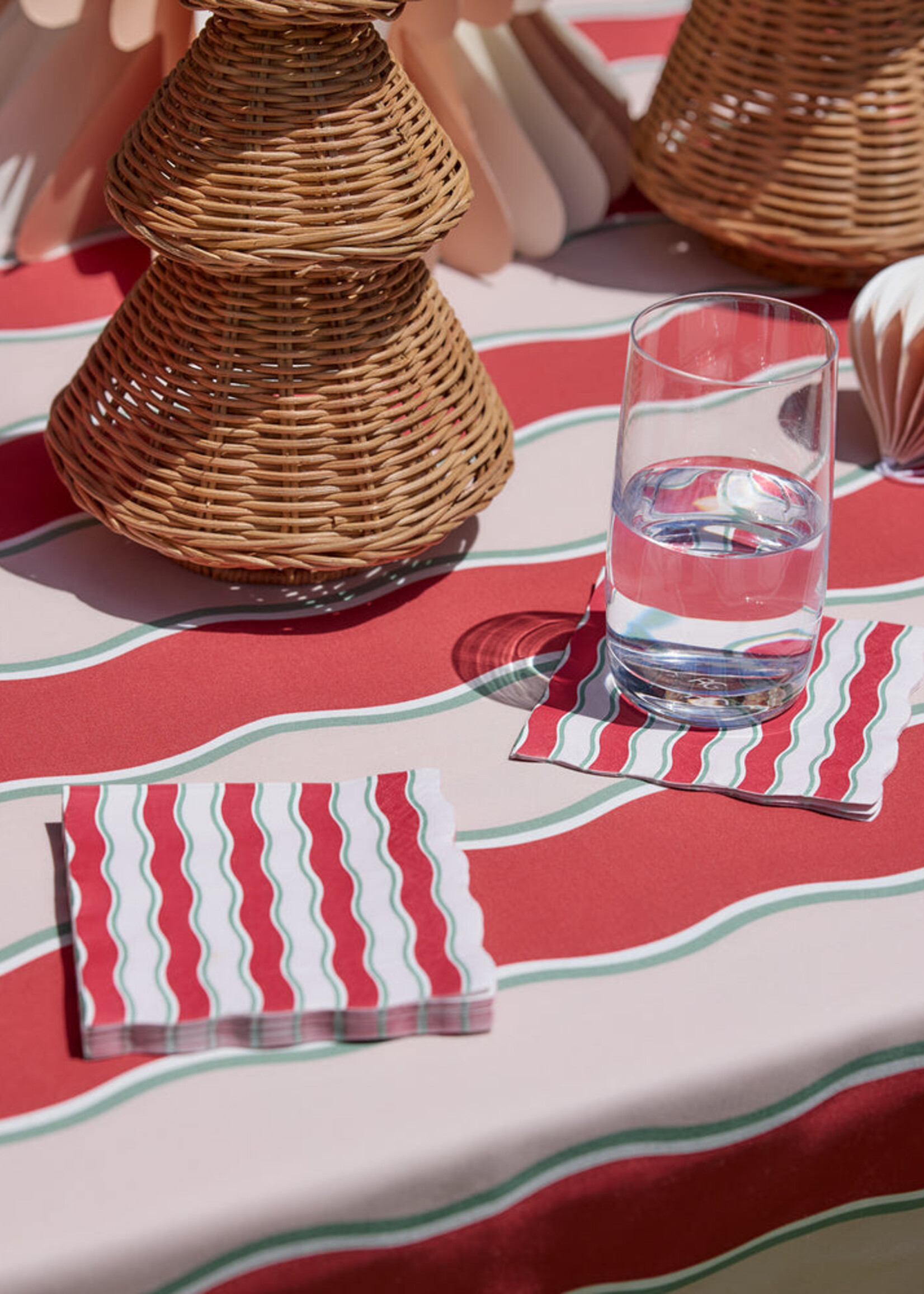 Madras Kit Wavy Red/Pink Cocktail Paper Napkin