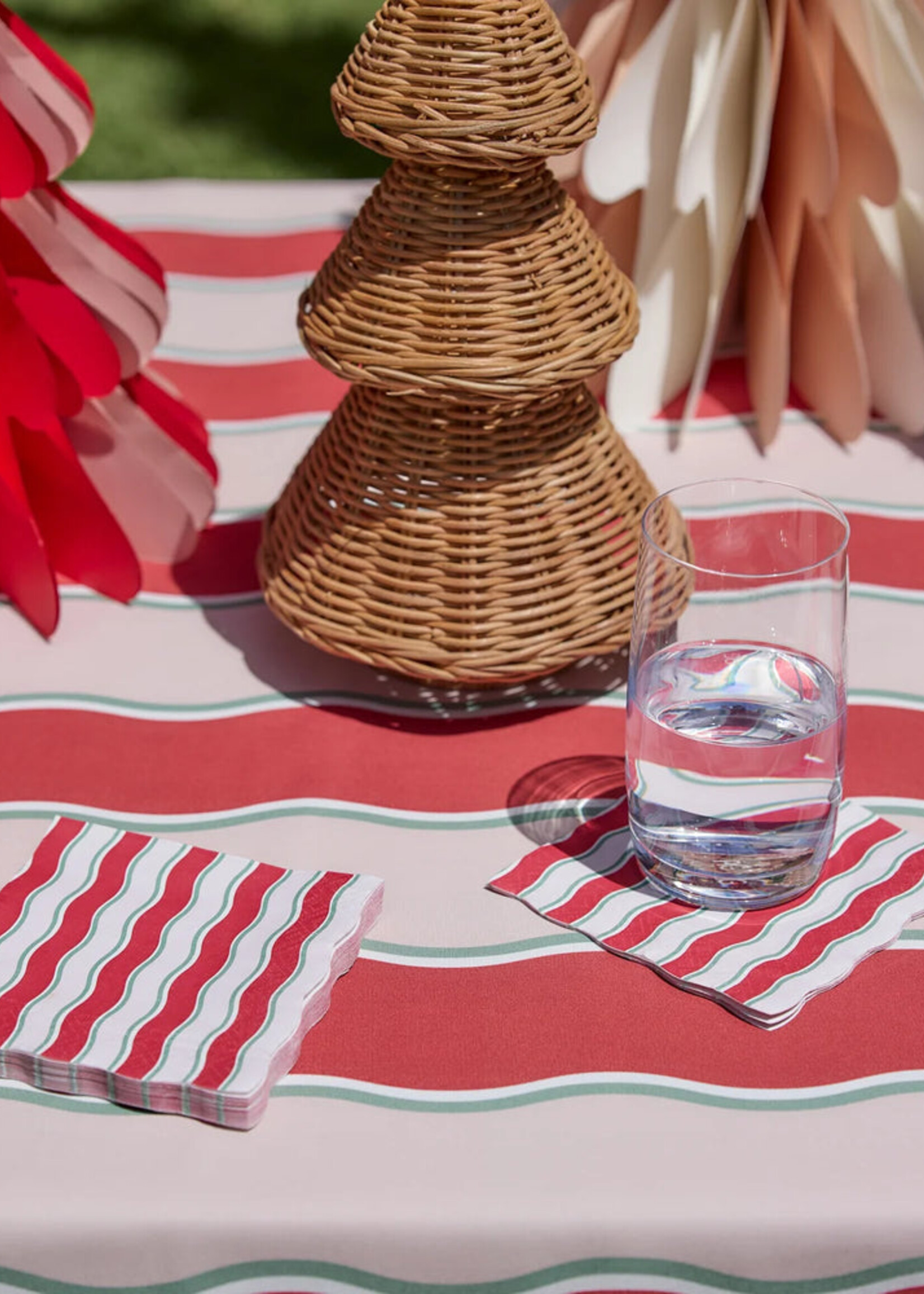 Madras Kit Wavy Red/Pink Cocktail Paper Napkin
