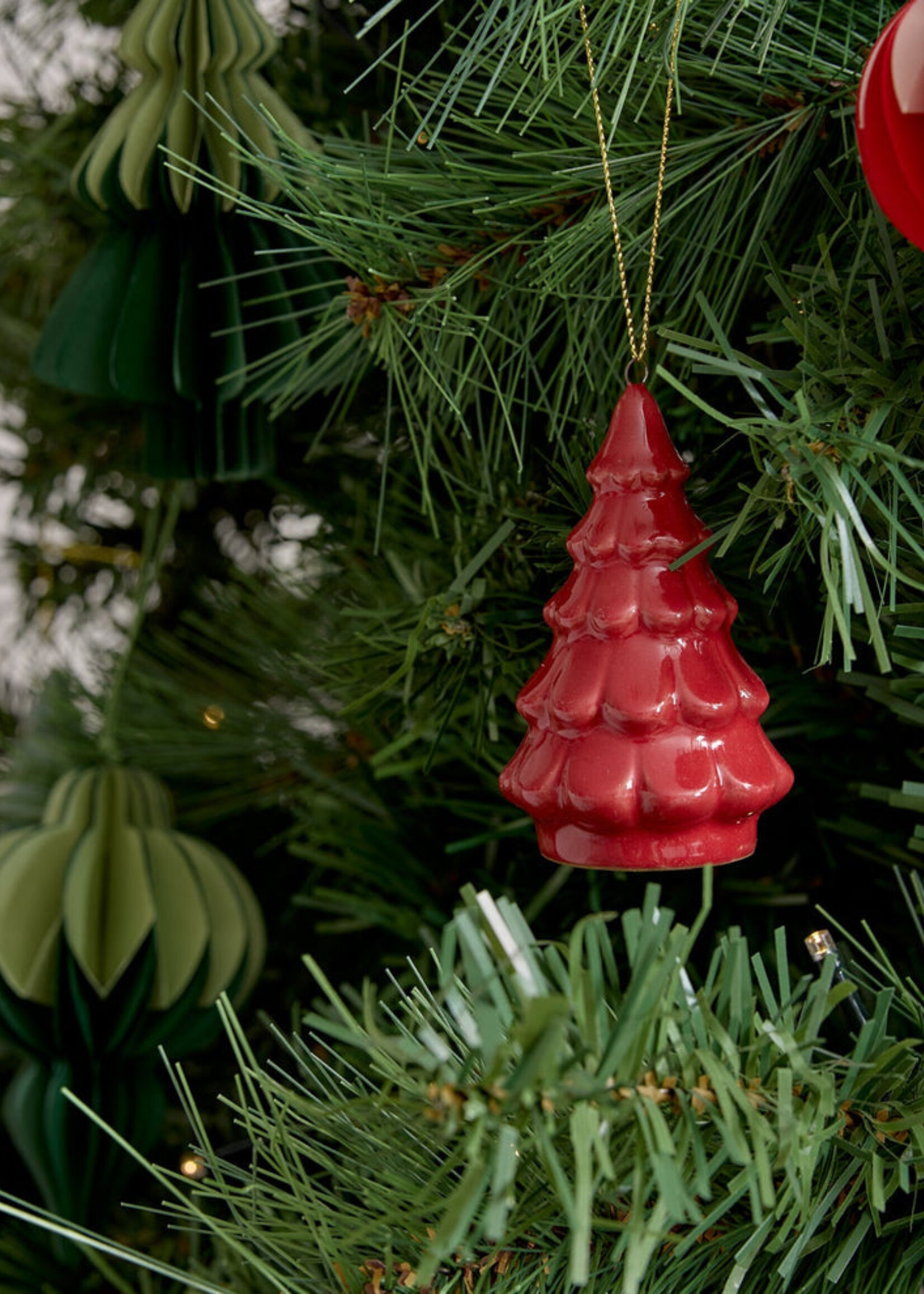 Madras Fir Tree Red Ceramic Hanging