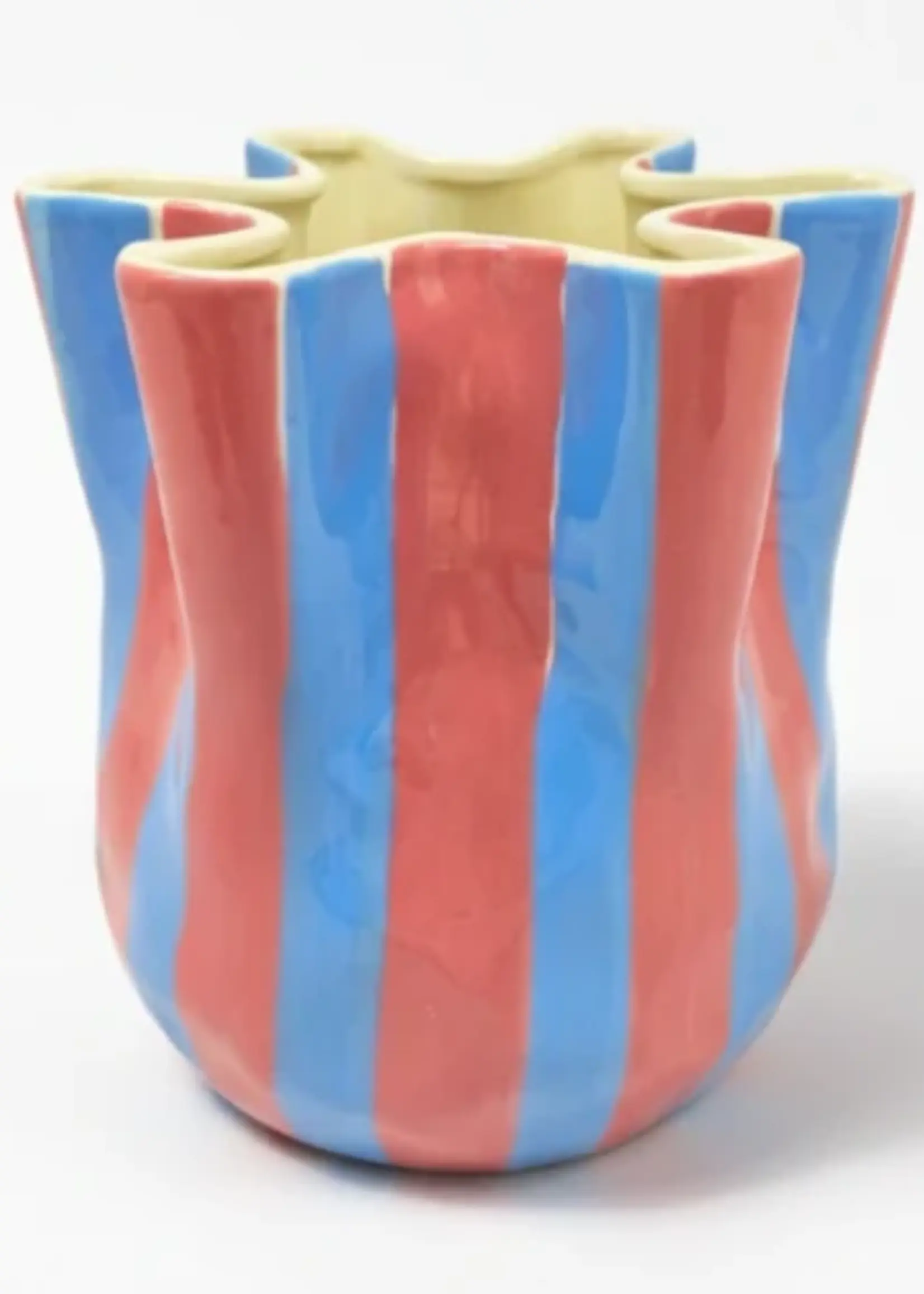 Noss and Co Fold Vase | Cornflower Blue & Pink Stripe