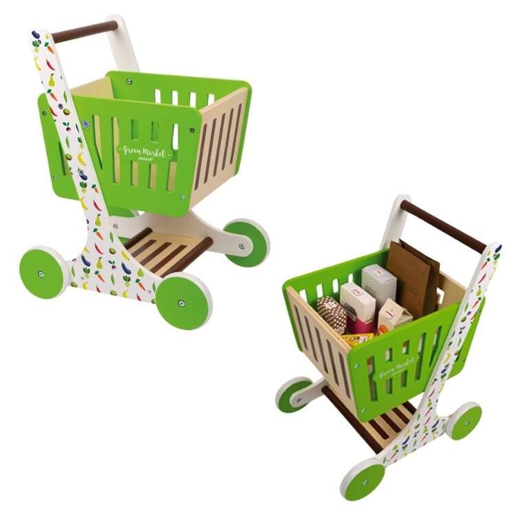 Janod Green Market | Wooden Shopping Trolley