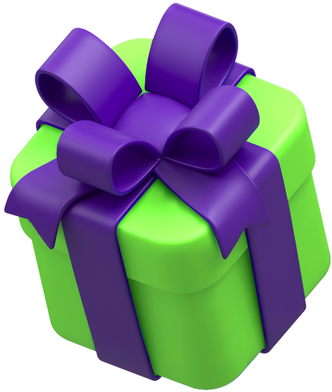 Gift box with purple ribbon