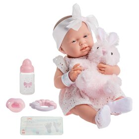 JC Toys La Newborn Baby | 15" White Eyelet