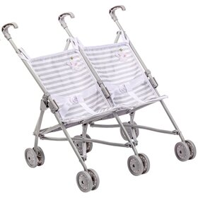 JC Toys Twin Umbrella Stroller | Grey Elephant
