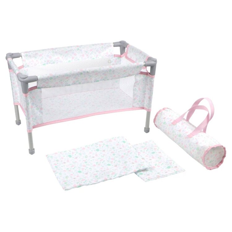 JC Toys Travel Folding Crib/Playpen | Pink