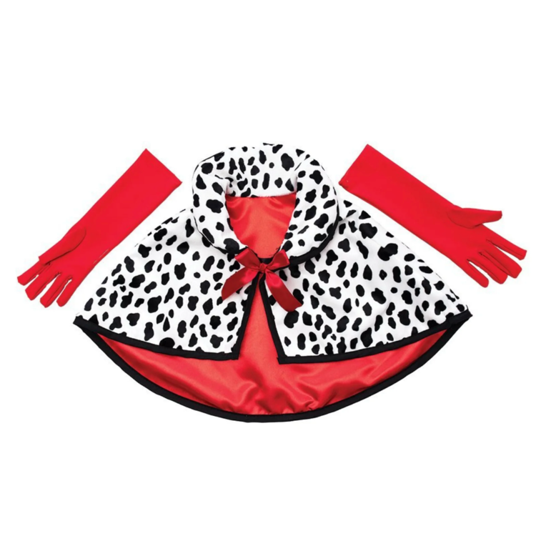 Great Pretenders Ella De Vil Cape, Gloves & Wig | Size 4-6