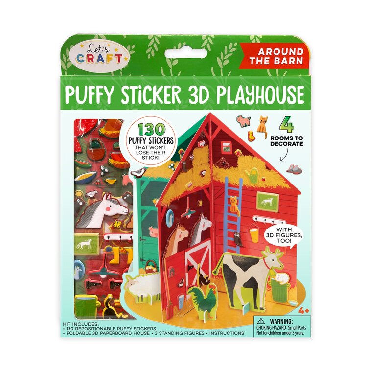 Bright Stripes Puffy Sticker 3D Playhouse | Around the Barn