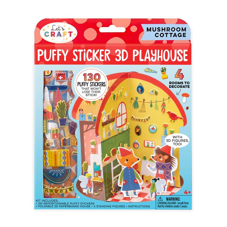 Bright Stripes Puffy Sticker 3D Playhouse | Mushroom Cottage