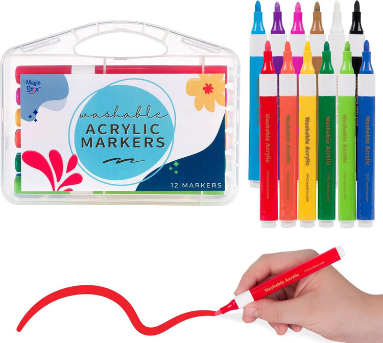 Pencil Grip Magic Stix Washable Acrylic Markers | 12 pk
