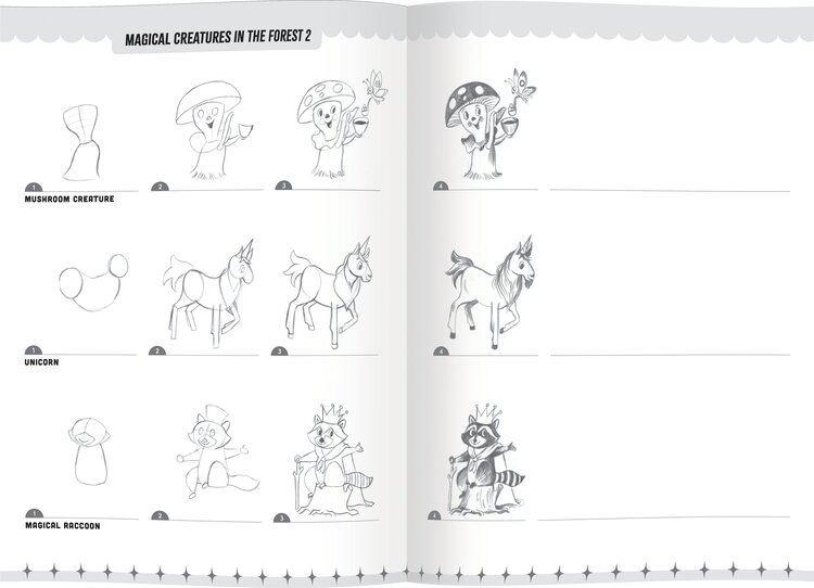 eeBoo Learn to Draw Magical Creatures w/Stickers
