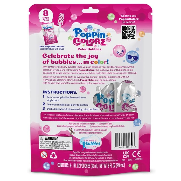 South Beach Bubbles PoppinColorz Pink Pizzazz Bubbles