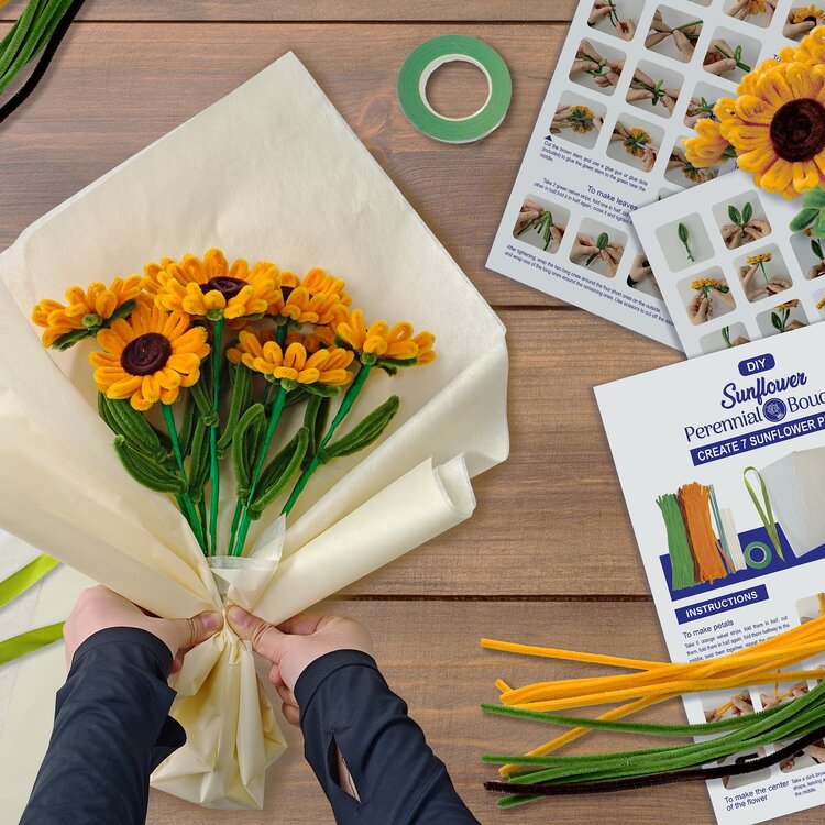 Hands Craft Chenille Bouquet Kit | Sunflower