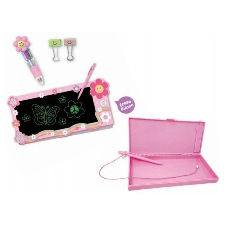Hot Focus LCD Writing Board Pencil Box | Groovy Flower