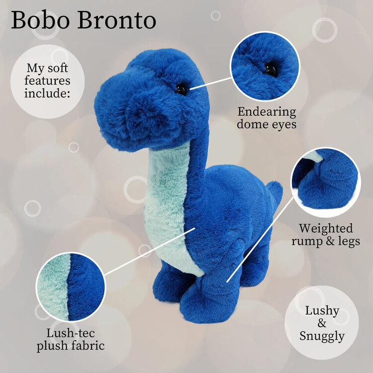 Beverly Hills Teddy Bear Co Lushee | BoBo Bronto Blue Dino (16")