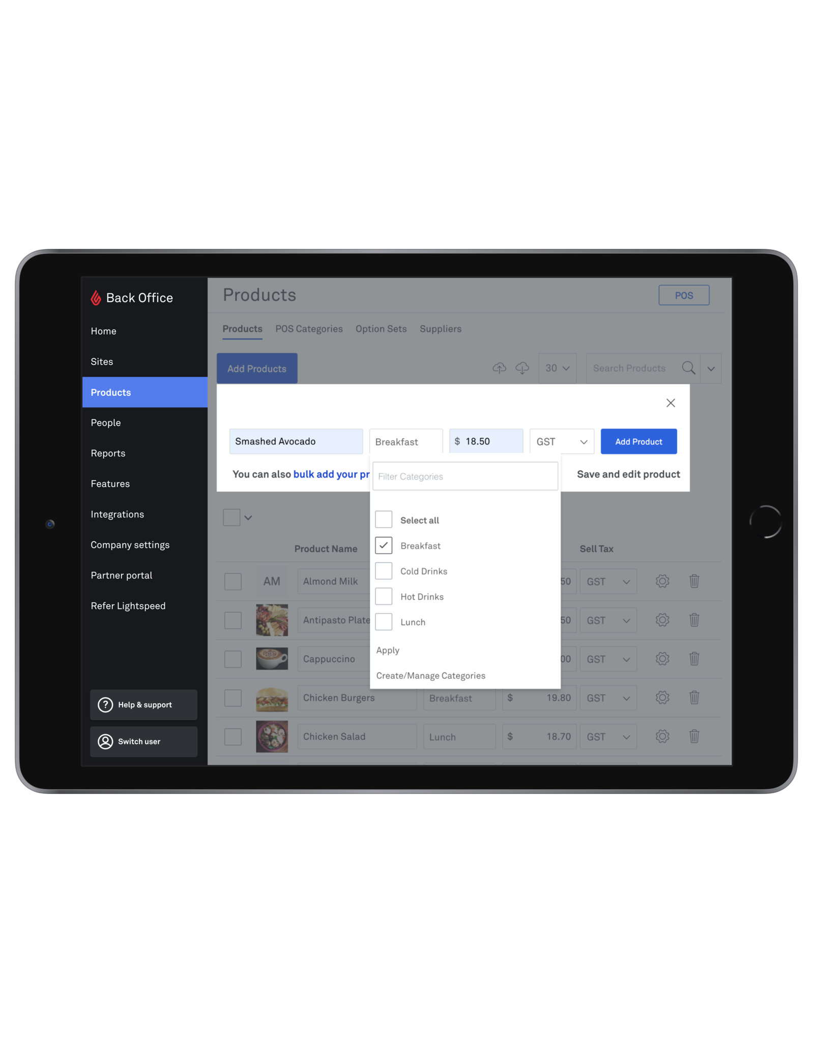 Service - Building a Menu with up to 1,000 Products