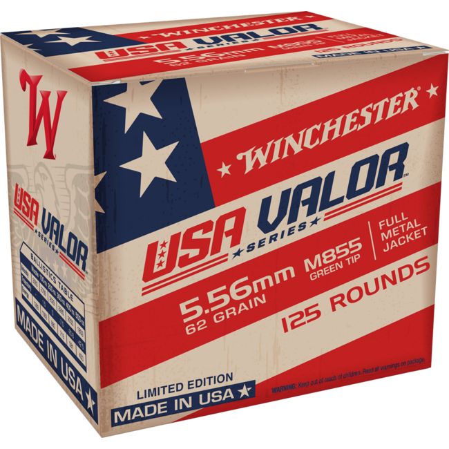Winchester USA Valor 5.56x45 62gr M855 Green Tip 125rd