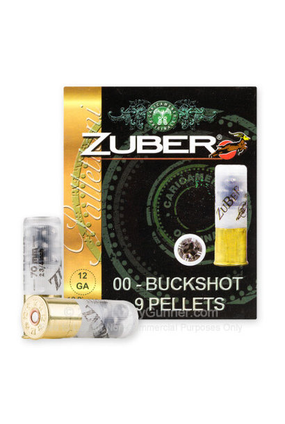 Zuber 12ga 2-3/4" 00 Buckshot 9 pellet 10 Rounds