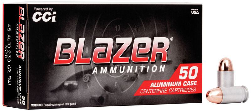 CCI Blazer Aluminum 45 ACP 230 Grain FMJ 50rd Box - Spotted Dog