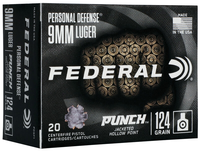 Federal Punch Personal Defense 9mm Luger 124gr JHP 20rd - Spotted Dog  Sporting Goods