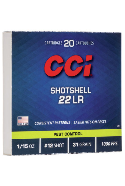 CCI Shotshell 22 LR 31 Grain #12 Shot 10rd Box