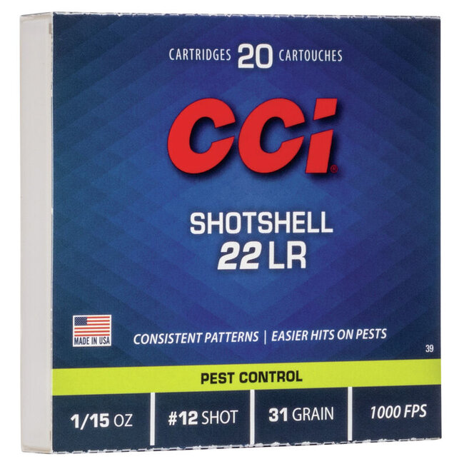 CCI Shotshell 22 LR 31 Grain #12 Shot 10rd Box