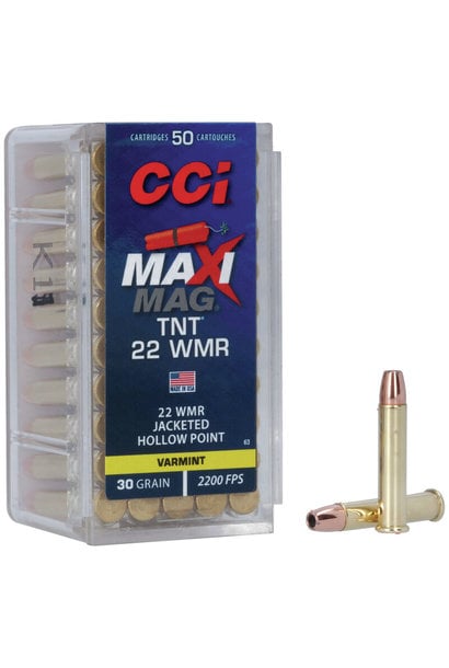 CCI Maxi-Mag TNT 22 WMR 30 Grain JHP 50rd Box