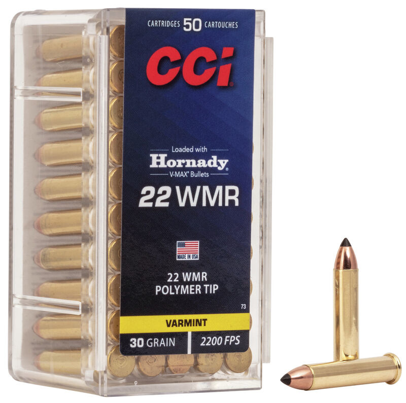 CCI VMax 22 WMR 30 Grain Polymer Tip 50rd Box Spotted Dog Sporting Goods