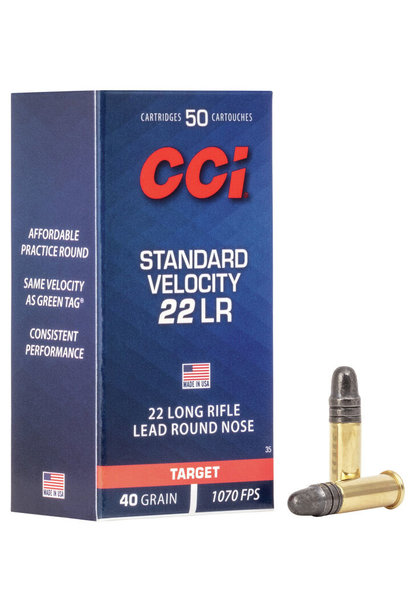 CCI Standard Velocity 22 LR 40 Grain LRN 50rd Box