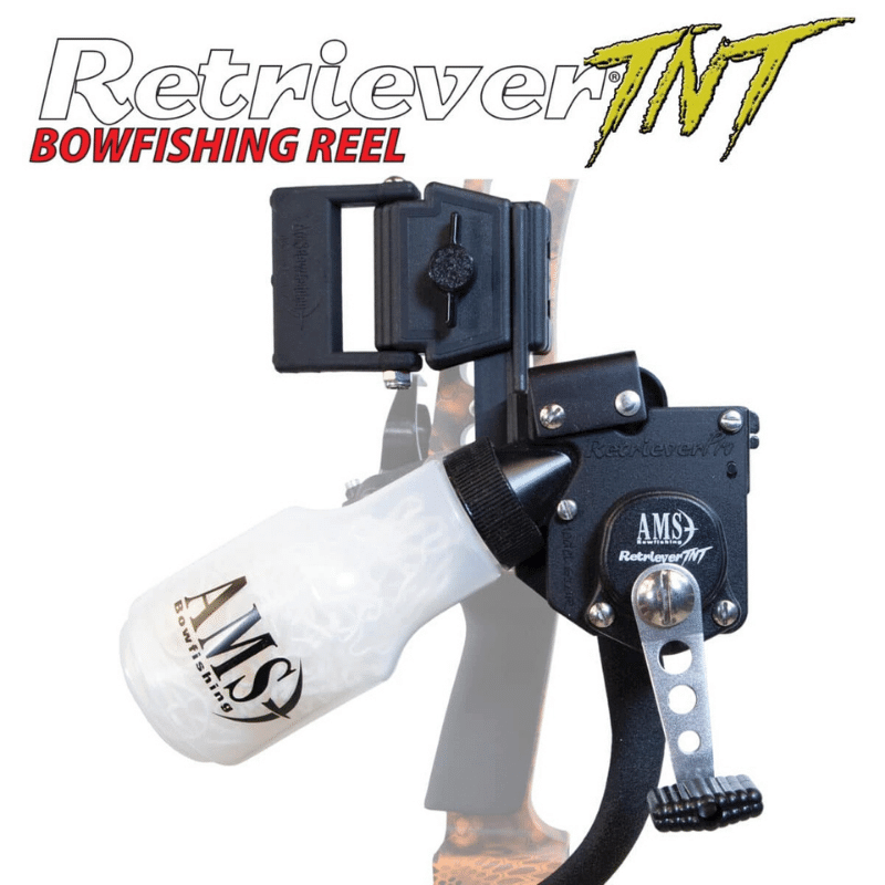 bowfishing retriever fishing reel AMS Bowfishing Retriever Pro Built in quiver gives you a place to store your arrow when not in use AMS Bowfishing Retriever TNT Reel