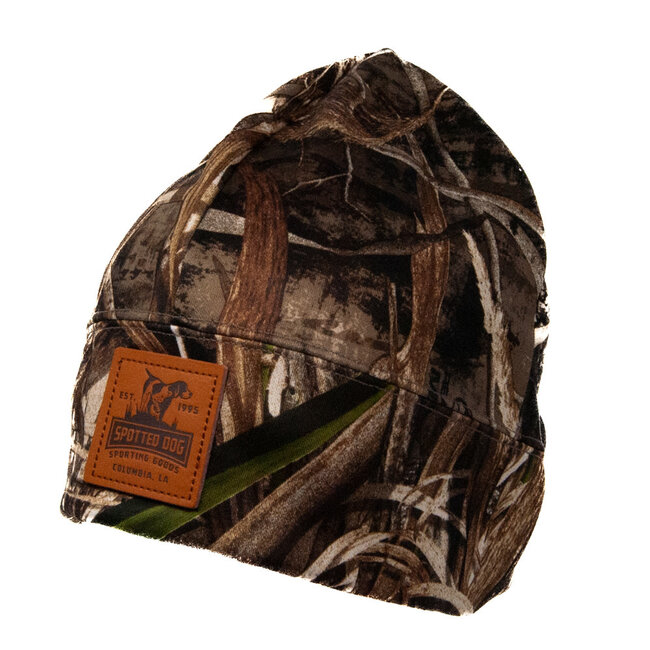 Spotted Dog Richardson Camo Microfleece Beanie Embossed Leather Patch