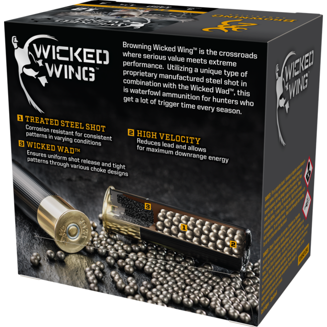 Browning Wicked Wing 12ga 3" #4 Steel 1.25 oz 1450 FPS 25rd
