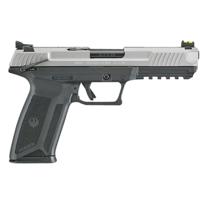 Ruger 5.7x28 20rdx2 4.94" Silver Cerakote Black