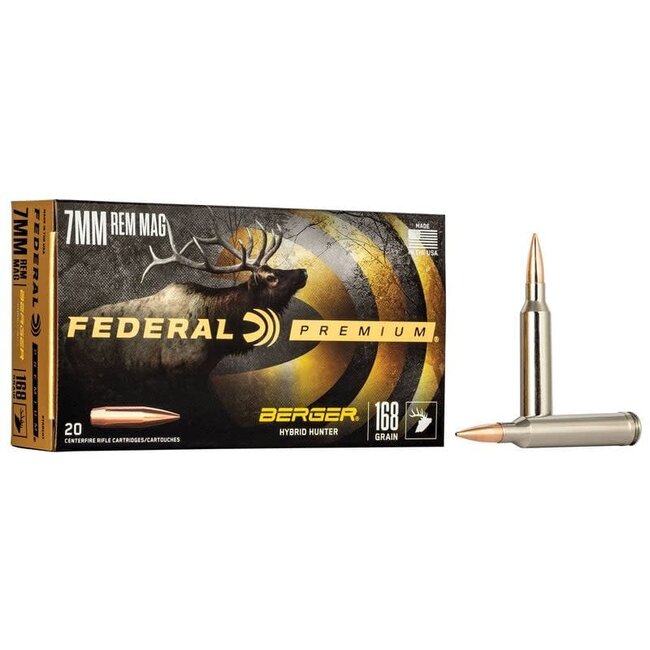 Federal Premium 7MM Rem Mag 168gr Berger Hybrid Hunter 20rd