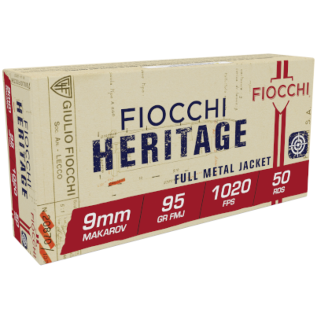 Fiocchi Heritage 9mm Makarov 95 Grain FMJ