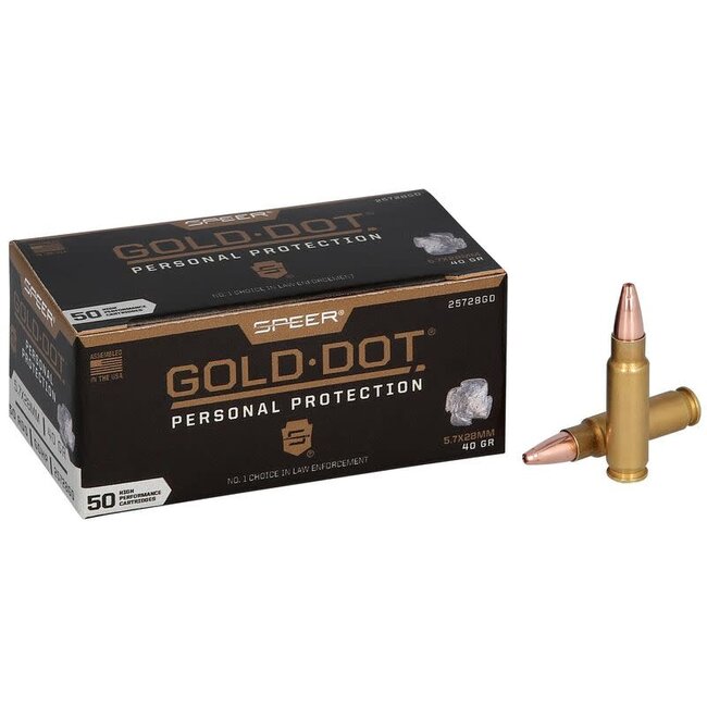 Speer Gold Dot Personal Protection 5.7X28 40 Grain Gold Dot Hollow Point 50rds