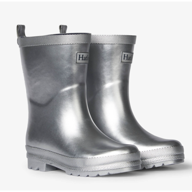 Hatley/Little Blue House Shiny Rain Boots - Silver Shimmer